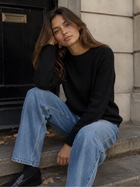 Hatch maternity merino wool black knit crewneck sweater size 1 (US small)